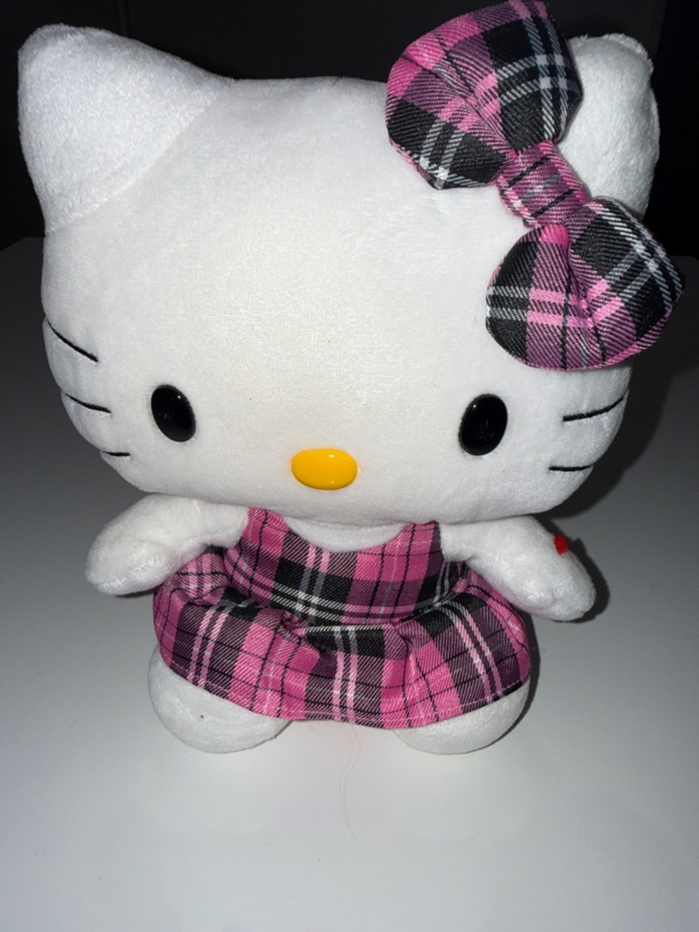 TY Beanie Buddies Hello Kitty Pink & Black Tartan Plaid Dress Plush